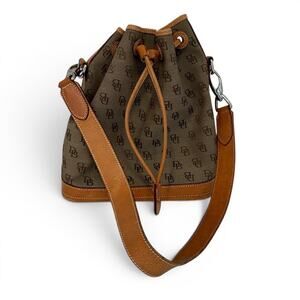 Vintage Dooney & Bourke Monogram Drawstring Bucket Bag